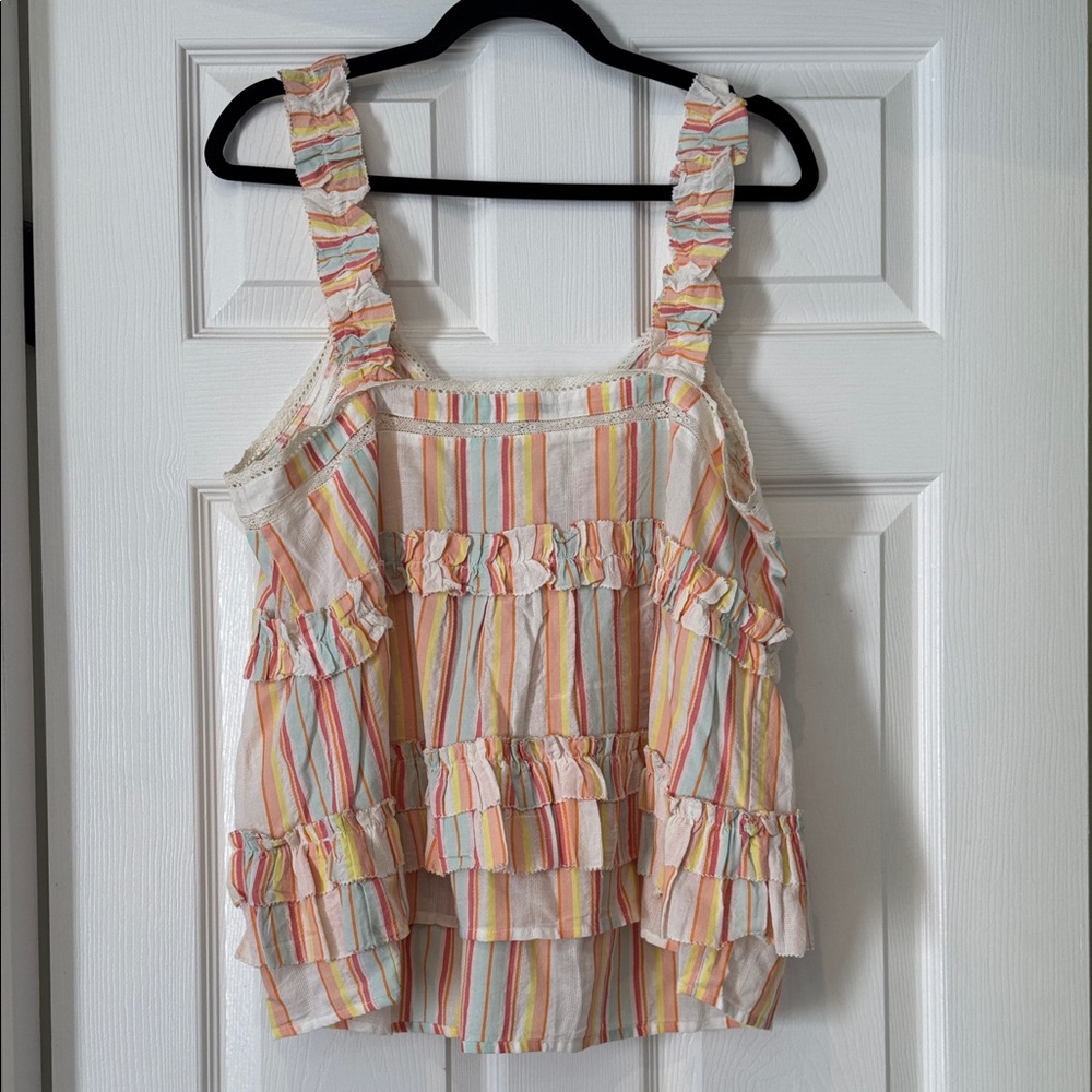 Ella Moss Multicolor Striped Ruffle Tank - Picture 7 of 8